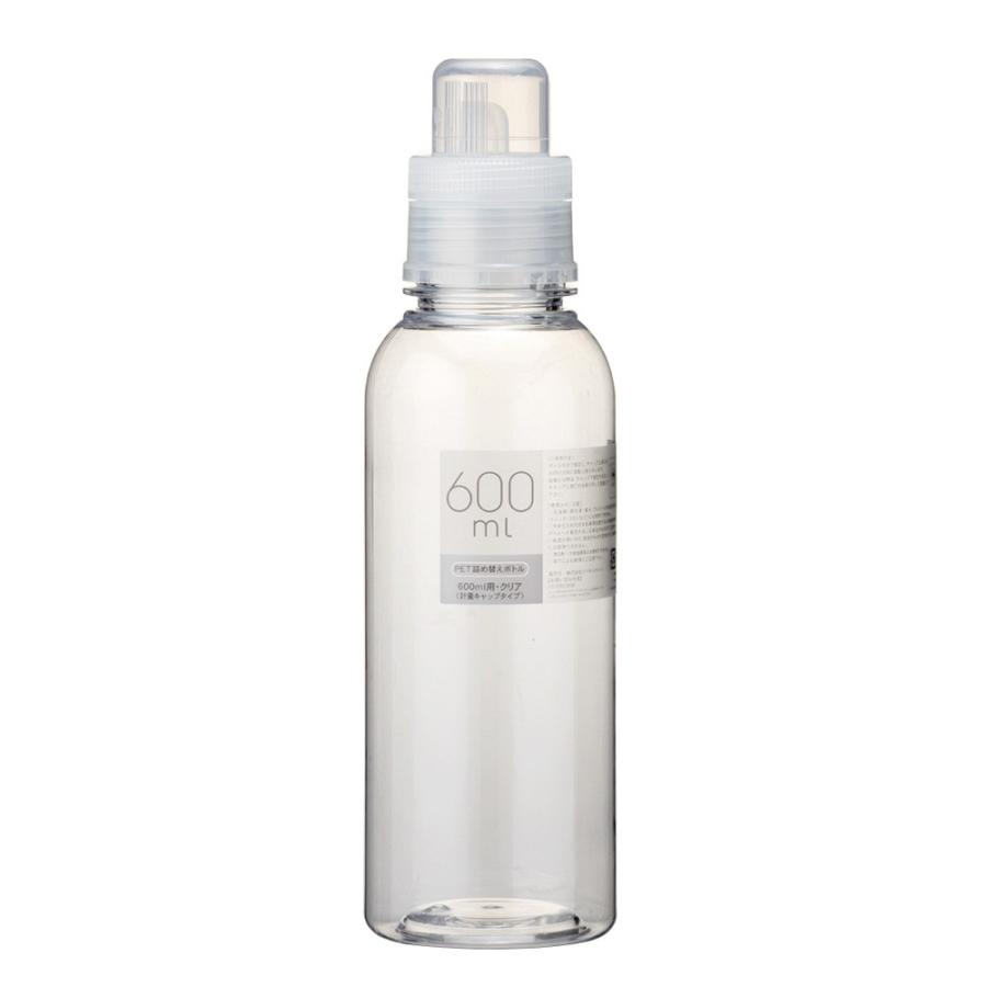詰替ボトル 600ml クリア 円柱デザイン 洗濯・衣類洗剤 柔軟剤
