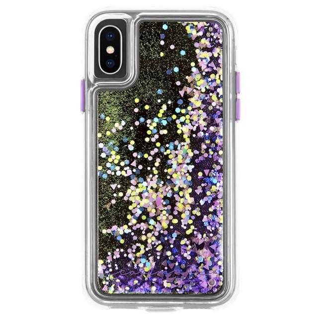 Case-Mate iPhoneX/iPhoneXs 共用 キラキラのラメが流れるケース パープル・グロー Waterfall-Purple Glow｜case-mate