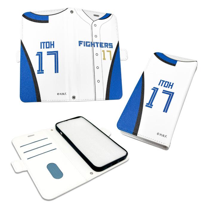 北海道日本ハムファイターズ スマホケース 手帳型 公認 ライセンス 野球 パリーグ 日ハム ファイターズ ユニフォーム ホーム iPhone 13 12 11 pro mini promax X | ブランド登録なし | 01