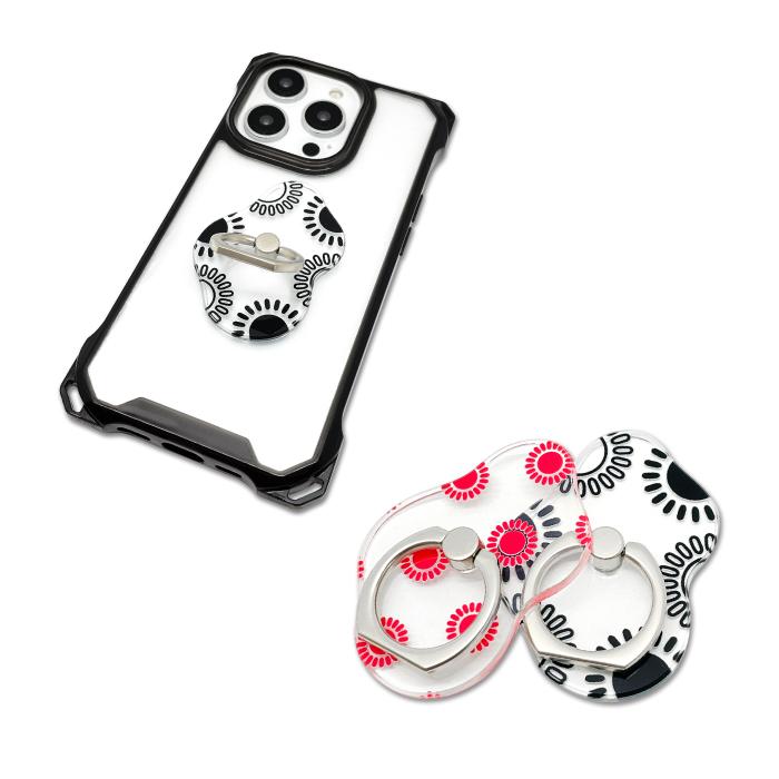 スマホリング クリア 花柄 ホルダー 薄型 リングホルダー バンカーリング スタンド機能 落下防止 ホルダー対応 透明 花 モチーフ 赤 レッド 黒 ブラック シンプ | ブランド登録なし | 01