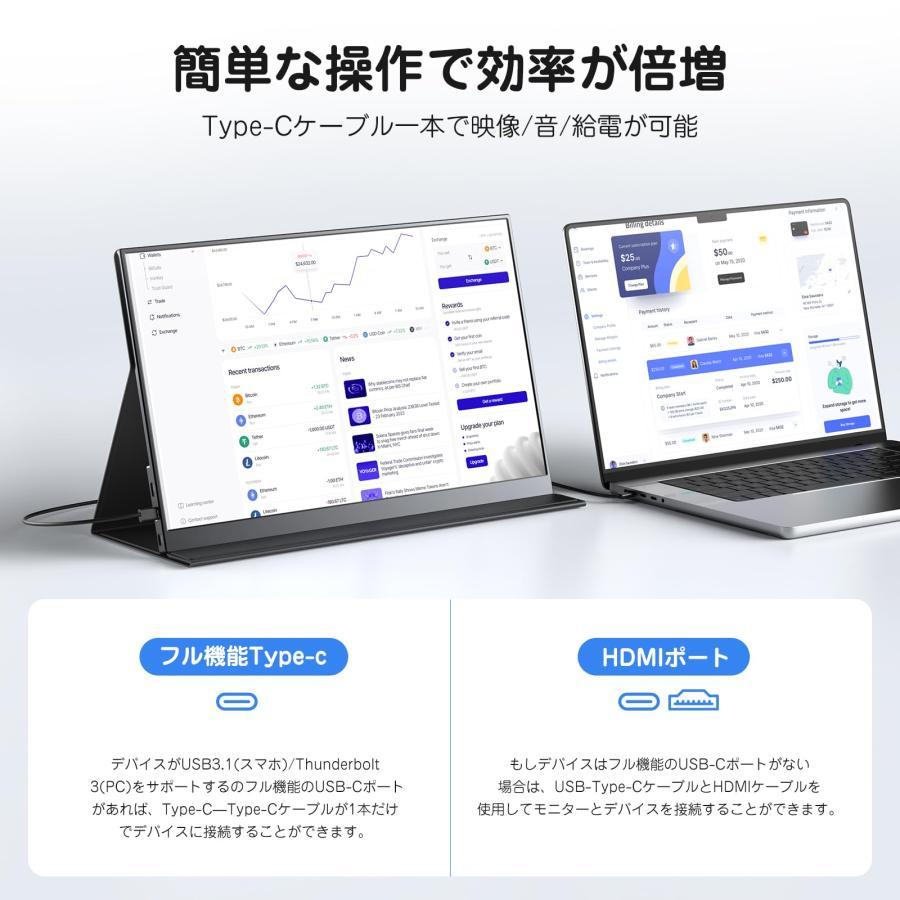 Pornitor モバイルモニター 15.6インチ 1920x1080FHD モバイル