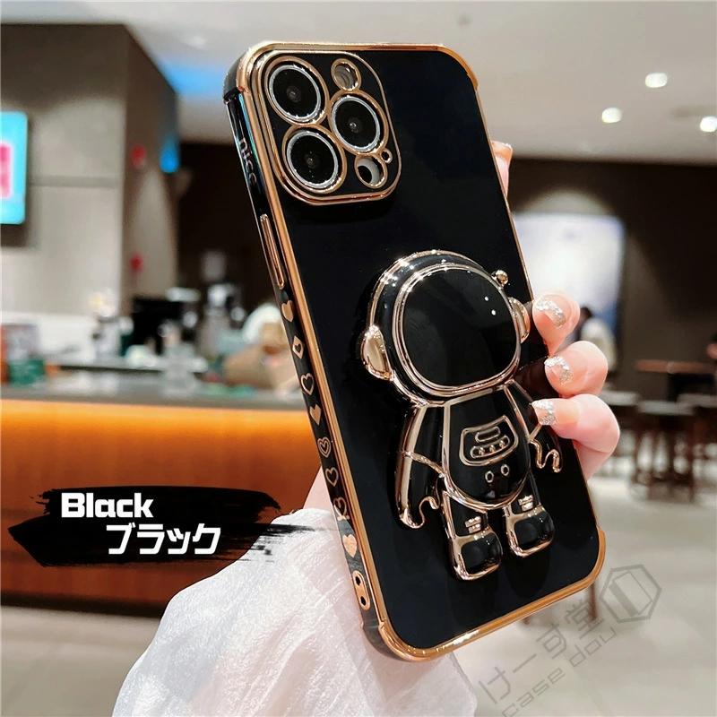 CASSETIFY 宇宙飛行士デザイン iPhoneケース 宇宙飛行士 折りたたみスタンド付き ゴールドフレーム スマホ