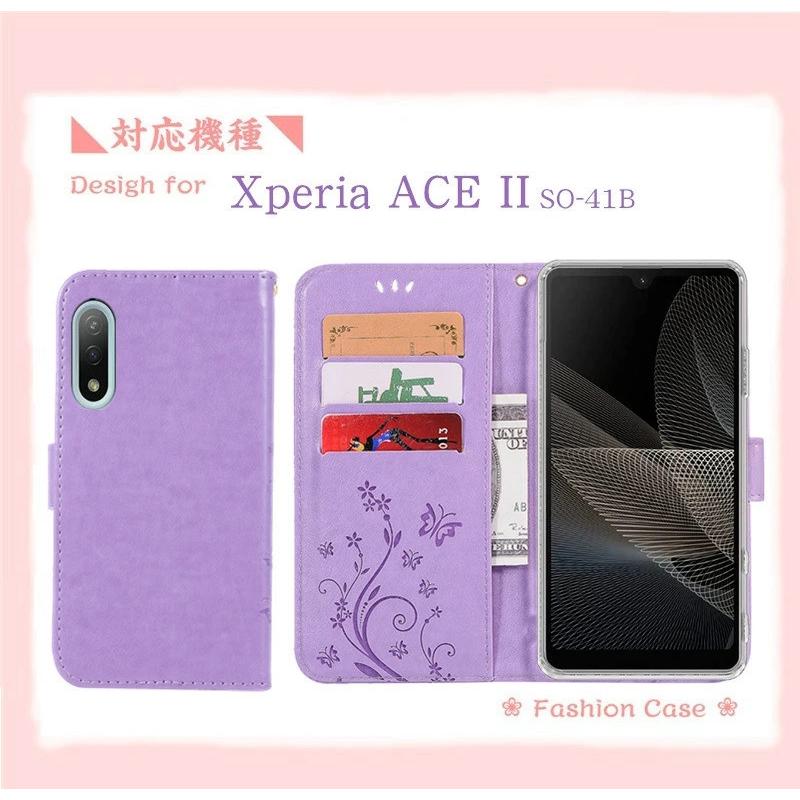 Xperia 10 III SO-52B ケース 手帳型 蝶柄 ドコモ Ace II SO-41B