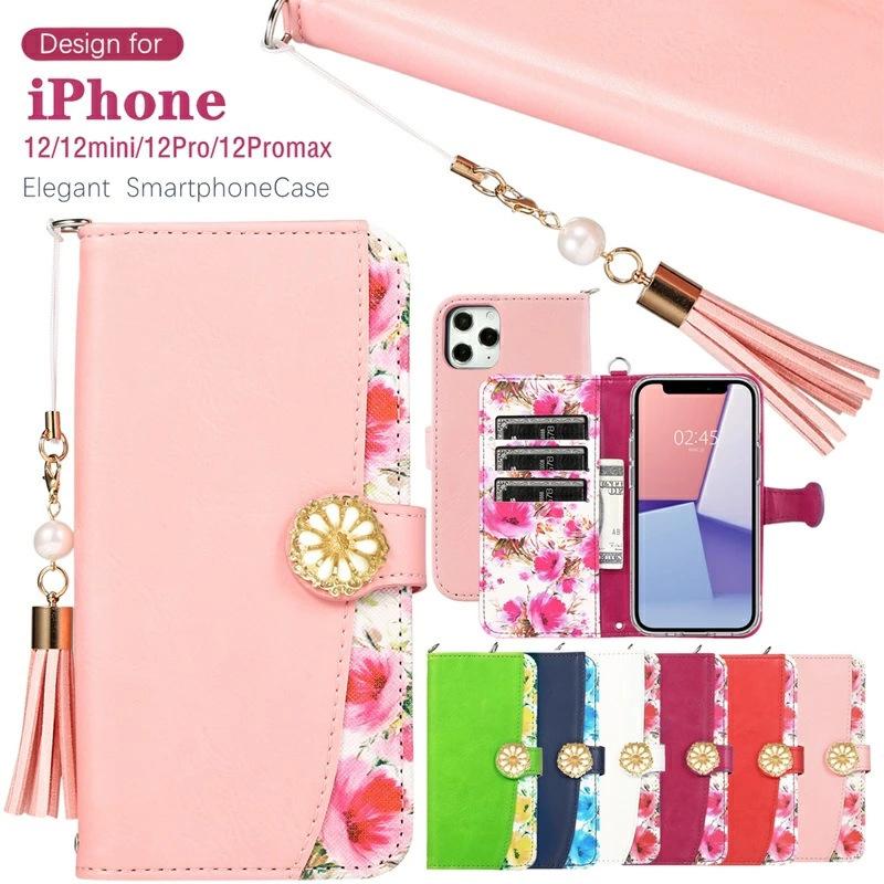 iPhone 14 アイフォン 13 手帳型 花柄 ケース カバー Plus Pro