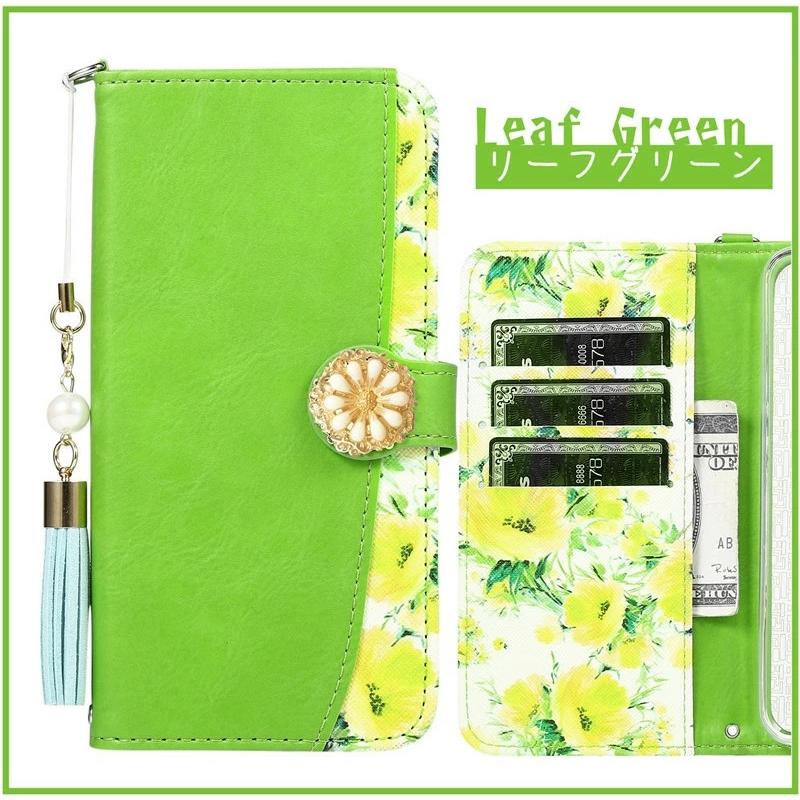 iPhone13proケース 6.1インチ スマホケース 手帳型 花柄グリーン iPhone 14 アイフォン 13 手帳型 花柄 ケース カバー Plus Pro
