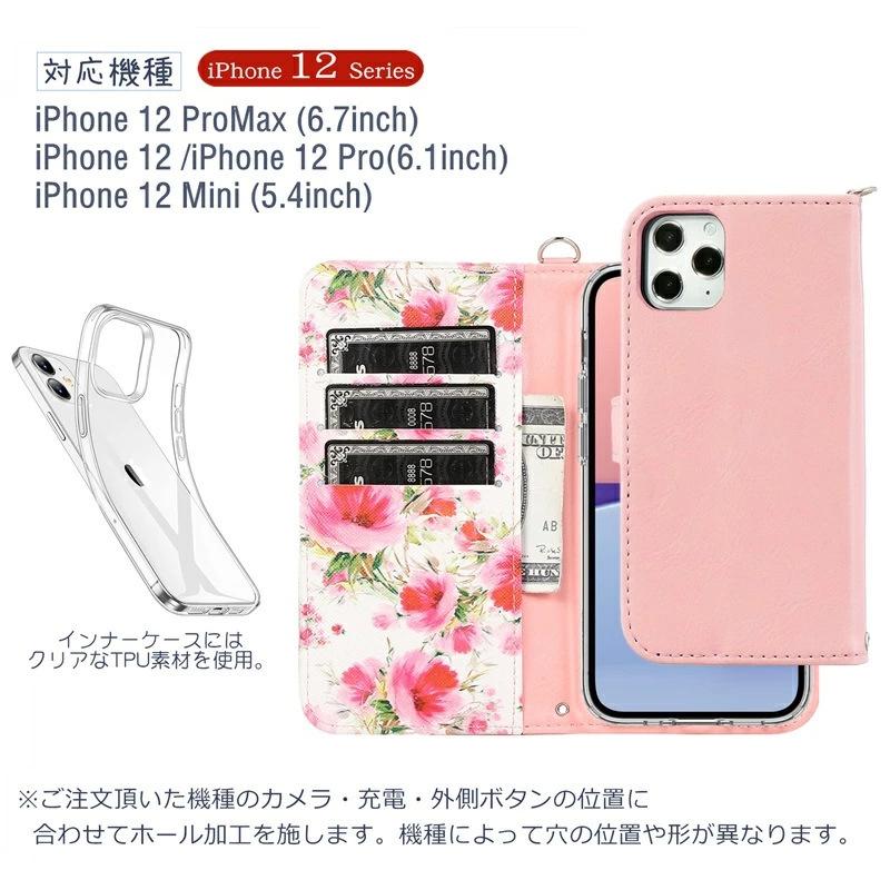 ボナペンチュラ　iPhone 13mini 手帳タイプカバー　ベージュ×ピンク iPhone13 mini ケース 手帳型 ショルダー おしゃれ ブランド