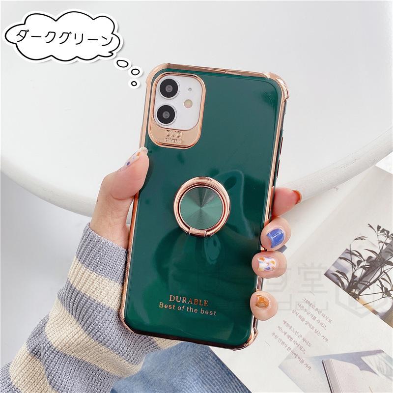 iPhoneケース リング付き 韓国 可愛い メッキ処理 軽量