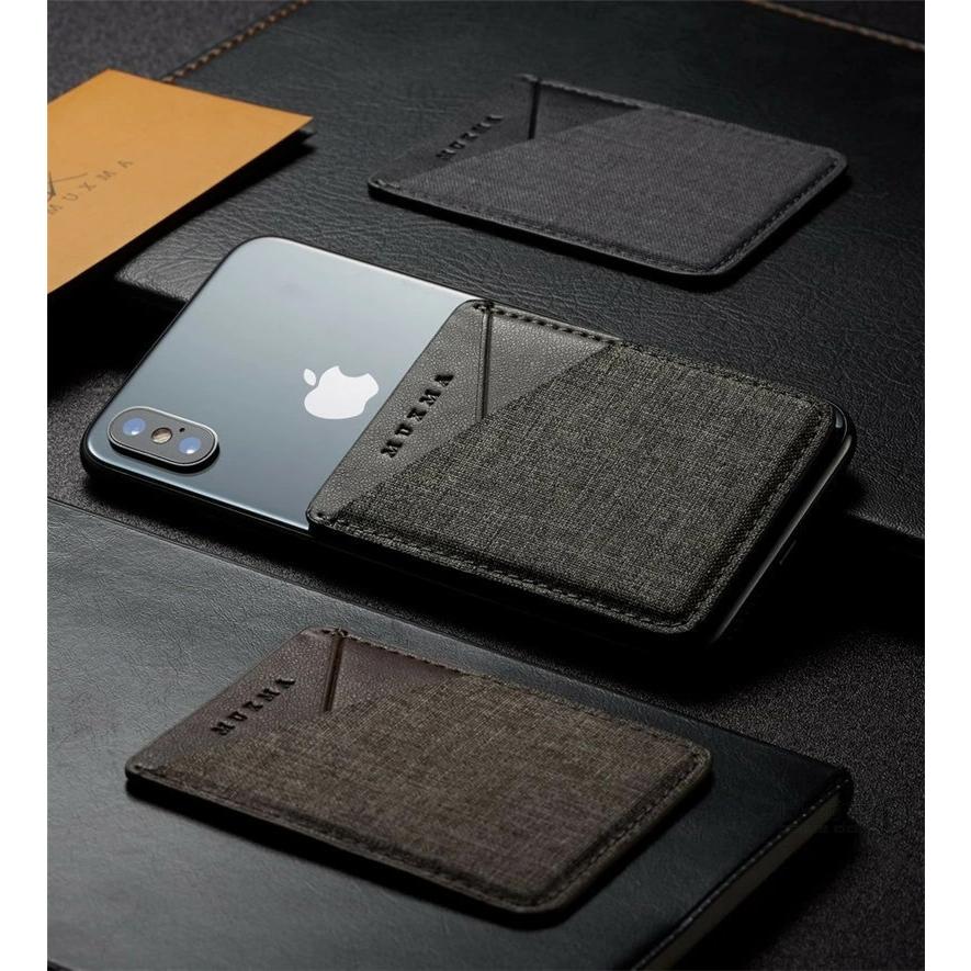 カード入れX2 スマホ用カードケース キャンバス調 カードケース 汎用型
