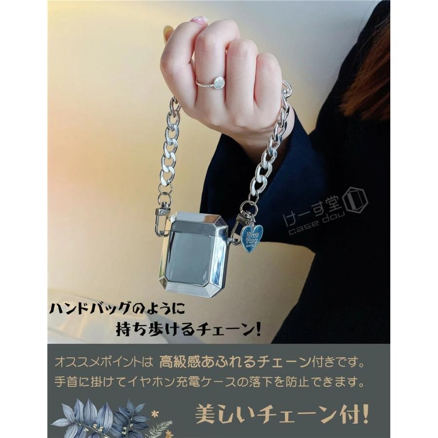 airpods ケース チェーン付き かわいい AirPods おしゃれ メタル