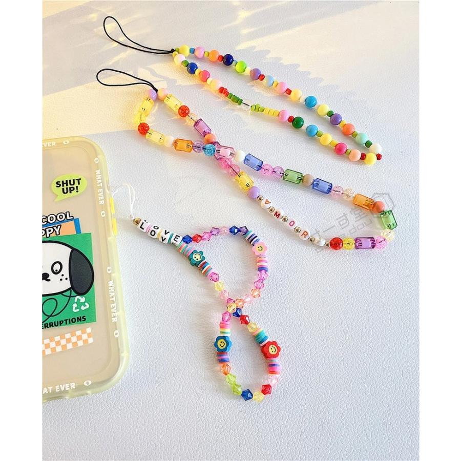 ハンドストラップ かわいい ビーズ デジカメ おしゃれ リストストラップ 落下防止 社員証 IDカード 通行証 スマートフォン iPhone おしゃれ  カラフル 女子 熊