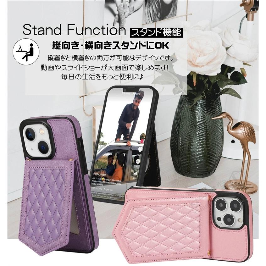 ミラー ICカード ストラップ付きiphone ケース おしゃれ