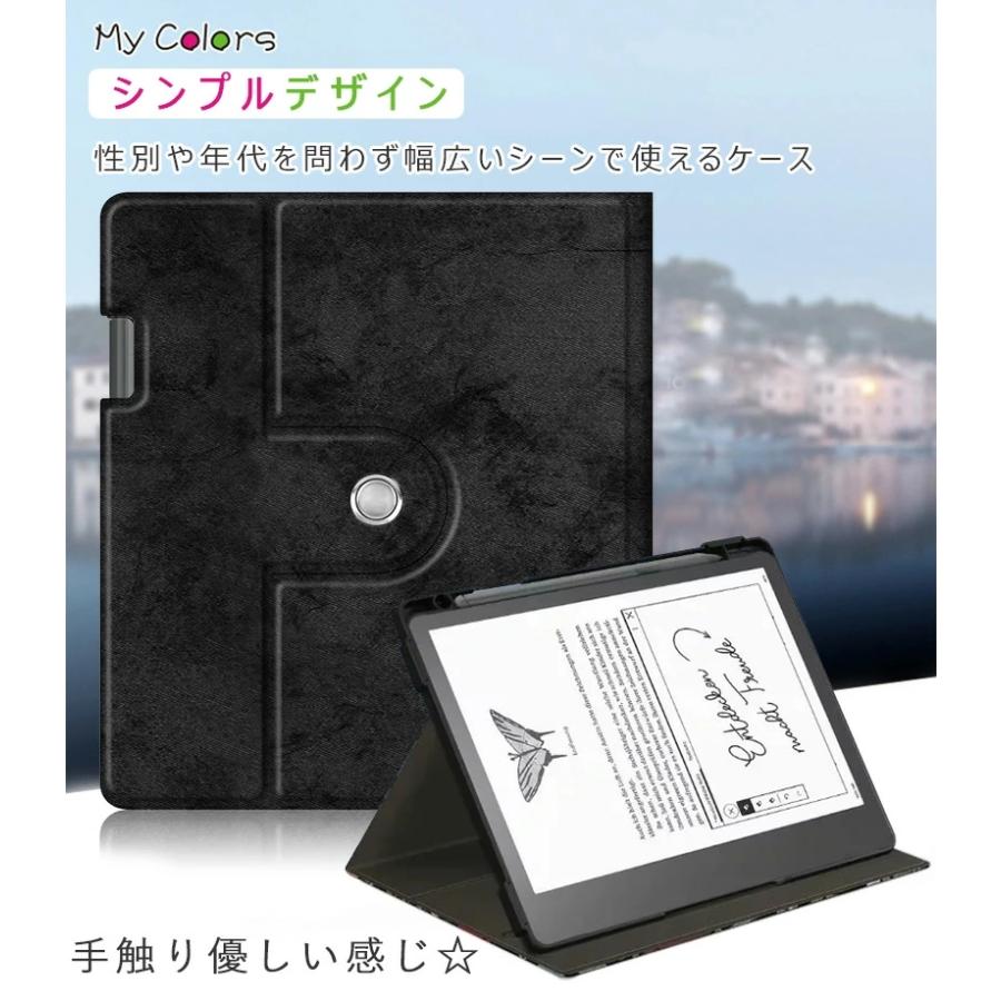 360度回転式 Kindle Scribe 10.2インチ 2022年発売 ケース 手帳型 落下防止 ペンホルダー付き ペン収納 衝撃吸収 TPUバンパー Kindle Scribe キンドル ス｜casedou｜02