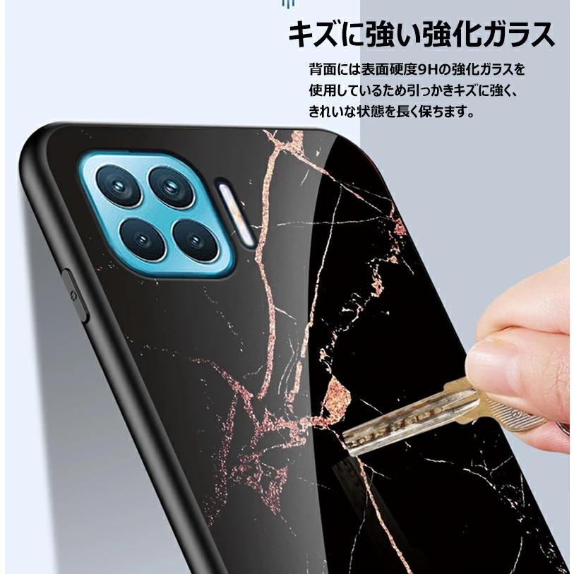 OPPO A73 ケース 強化ガラス 大理石柄 軽量 薄型 オッポ 落下