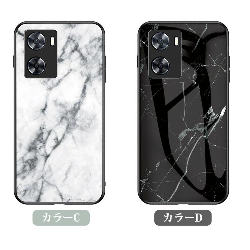 背面強化ガラス】 OPPO A5 5G A3 A79 A77 ケース 強化ガラス 大理石柄