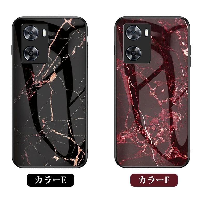 背面強化ガラス】 OPPO A5 5G A3 A79 A77 ケース 強化ガラス 大理石柄