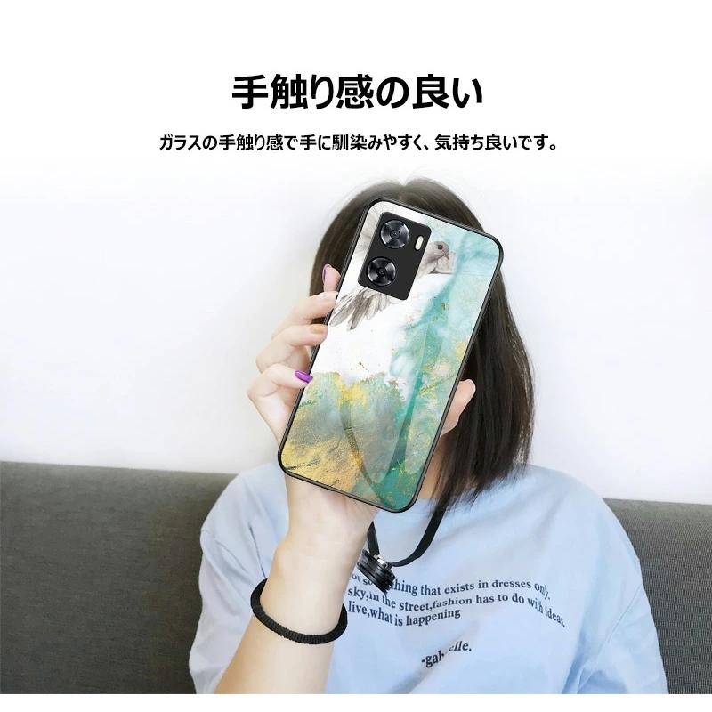 背面強化ガラス】 OPPO A5 5G A3 A79 A77 ケース 強化ガラス 大理石柄