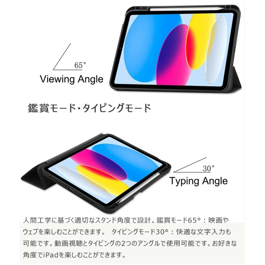 2022モデル iPad 第10世代 ケース 三つ折スタンド 傷つけ防止 iPad