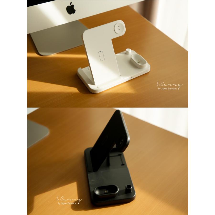 ワイヤレス充電器 4in1 iPhone 急速 10W Qi 充電器 折畳式 iPhone12