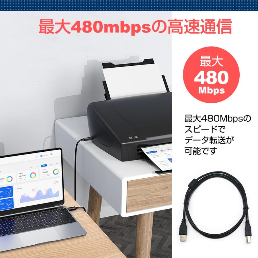 Canon キヤノン ケーブル Satera LBP-1120 対応 USB2.0ケーブル A-Bタイプ 1.8m 互換品 通信ケーブル プリンター HDD スキャナー 電子ピアノ｜casemania55｜05