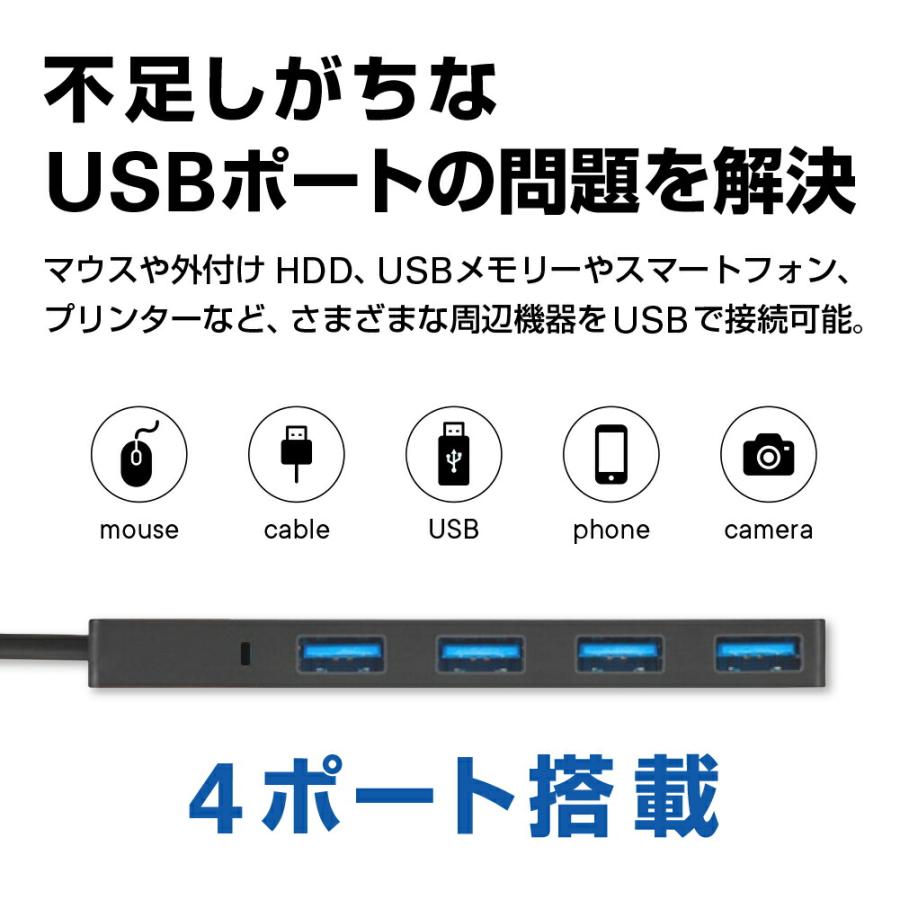 dynabook RJ74/KU (14インチ) USB3.0 スリム４ポート ハブ 高速 超薄型 コンパクト 軽量 と 反射防止 液晶保護フィルム セット｜casemania55｜05