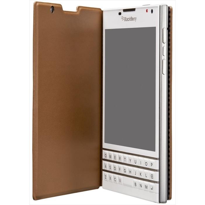 BlackBerry Passport Leather Flip Case Tan ブラックベリー パスポート ケース