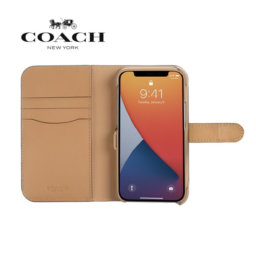 iphone12 ケース 12pro 手帳型 ブランド カード収納 coach コーチ 
