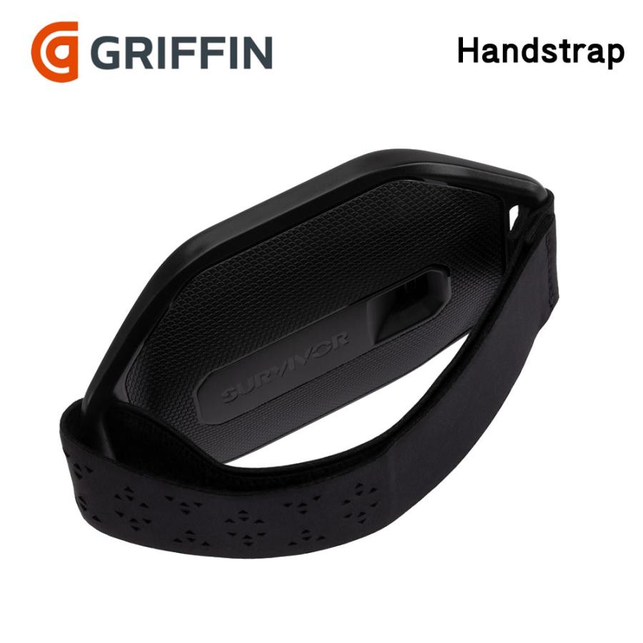 Griffin - Survivor Handstrap [ Black ]　ワンステップで簡単に取り付け可能 ハンドストラップ 手首 落下防止 太め 高品質 | Griffin Technology