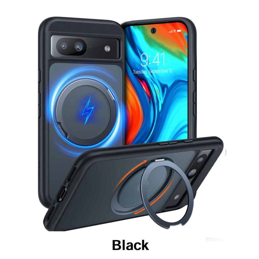 Torras - UPRO Ostand Pro for Google Pixel 8a ケース 透明 黒 耐衝撃