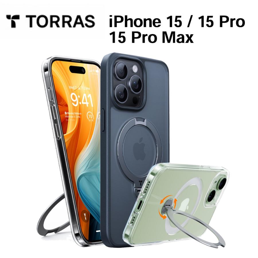 TORRAS ガラスフィルム同梱 TORRAS UPRO Ostand Spin Case iPhone 15