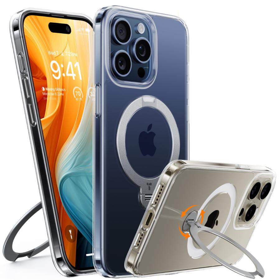 TORRAS ガラスフィルム同梱 TORRAS UPRO Ostand Spin Case iPhone 15