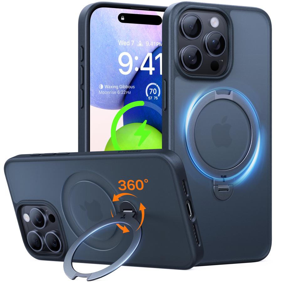 TORRAS ガラスフィルム同梱 TORRAS UPRO Ostand Spin Case iPhone 15