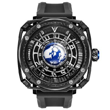 自動巻き時計 ステンレススチール ブラック 自動巻き腕時計 ステンレススチール製 黒ダイアル 夜光機能付き