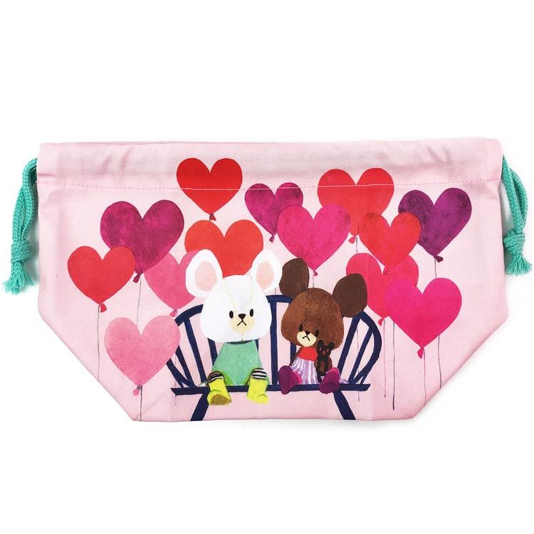 市場 くまのがっこう ピンク ジャッキー 絵本 がっこう くま 学校 ボアフェイス巾着 ポーチ キャラ