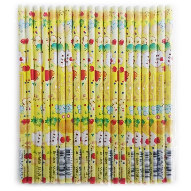 1Pack 20本入り ファンシー文具 オリジナル鉛筆2B フルーツにゃんこ