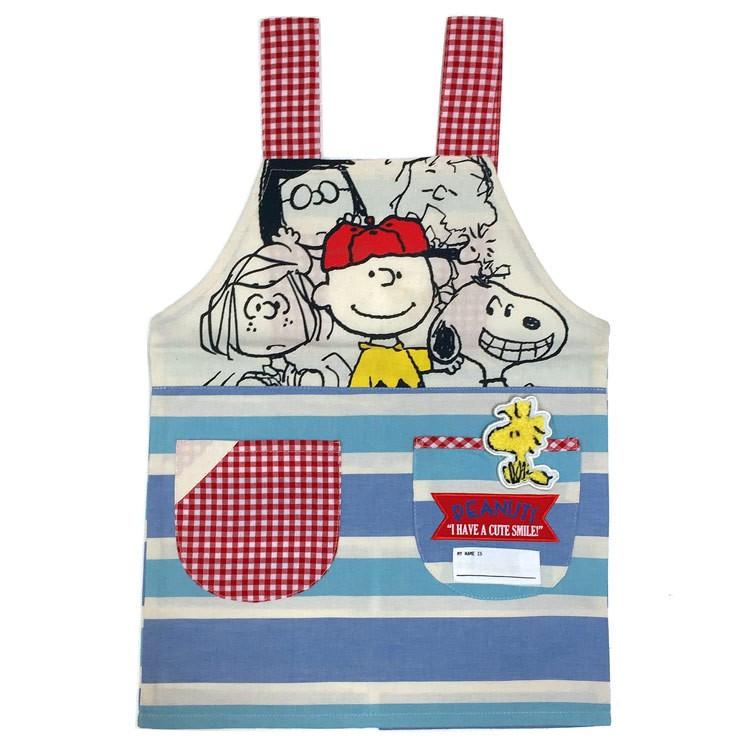スヌーピー エプロン 子供100 110cm ブルー Bigパターン キャラクター雑貨 ラフラフ 通販 Paypayモール