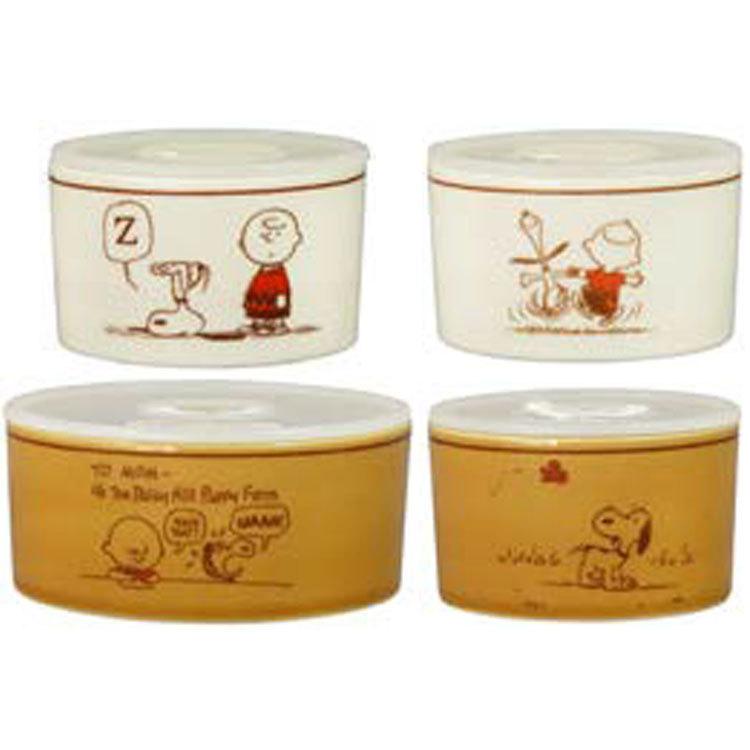 スヌーピー レンジ4点セット レトロ 陶器 保存容器 218488