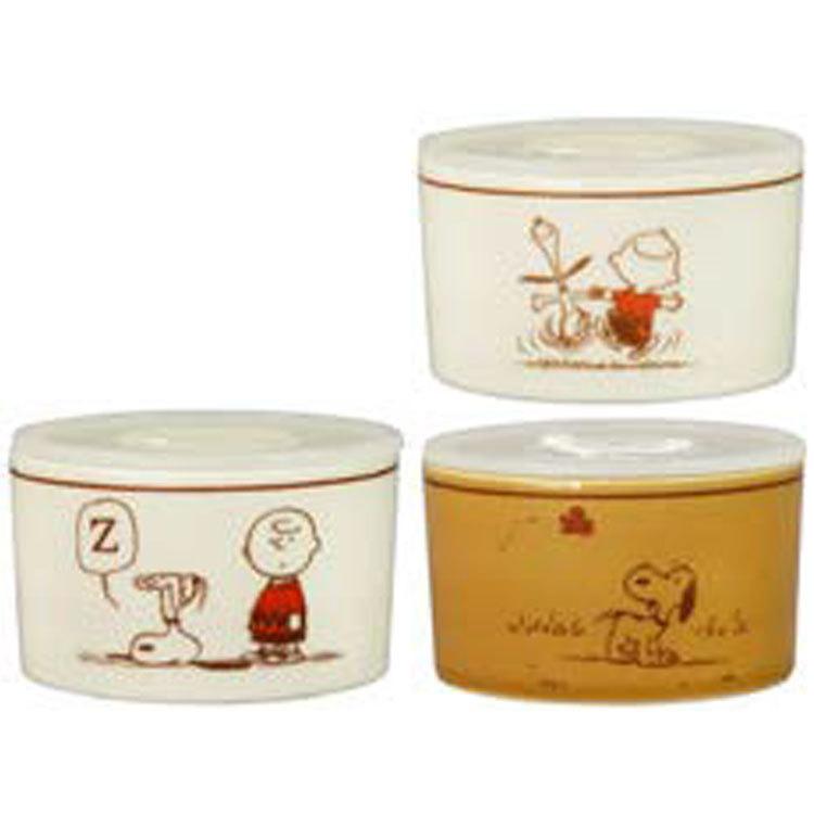 スヌーピー トリオレンジセット レトロ 3個セット 陶器 保存容器