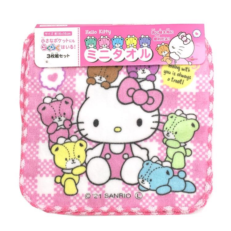 ハローキティ 30504 ミニタオル3枚セット 864664 プチタオル タオル 