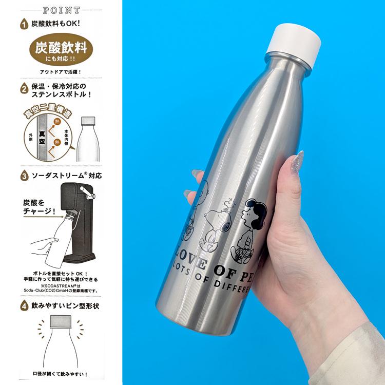 スヌーピー 炭酸ボトル530ML みんなでお出掛け 161405 シルバー