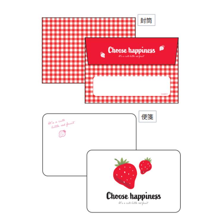 ICHIGO4 ミニレターセット A イチゴ いちご 苺 可愛い 便箋 封筒