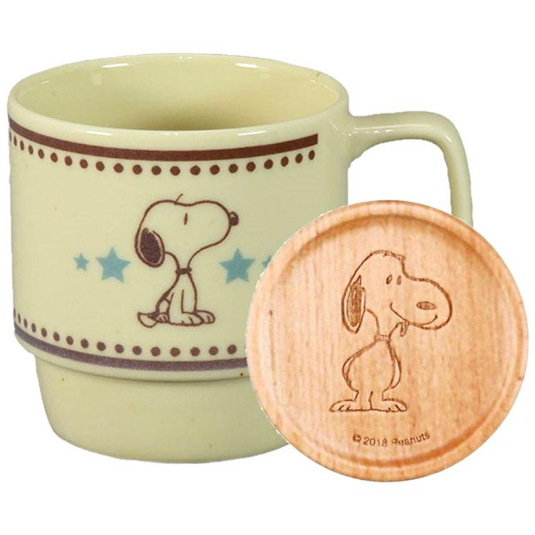 スヌーピー 木製コースター付マグ ブルー 220153 ピーナッツ