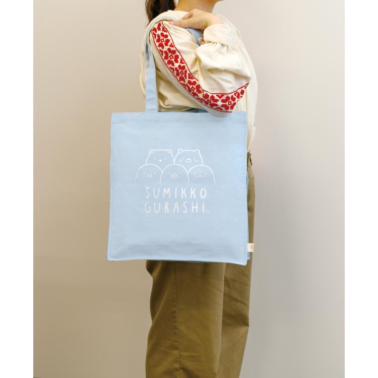 すみっコぐらし トートバッグ すみっコ大好き 水色 ブルー クリア窓付