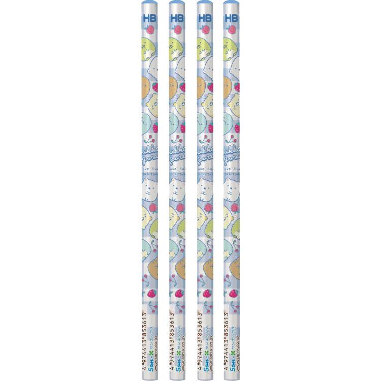 4本セット】すみっコぐらし 鉛筆HB丸 同柄4本組 : キャラクター雑貨