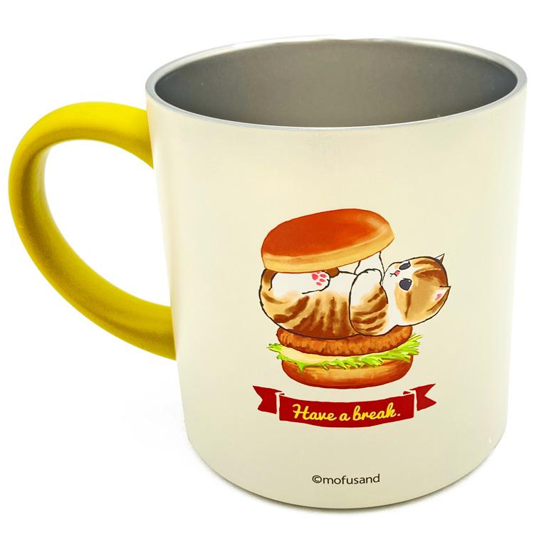 mofusand 蓋付きマグカップ400ml バーガー 040885 モフサンド ぢゅの X