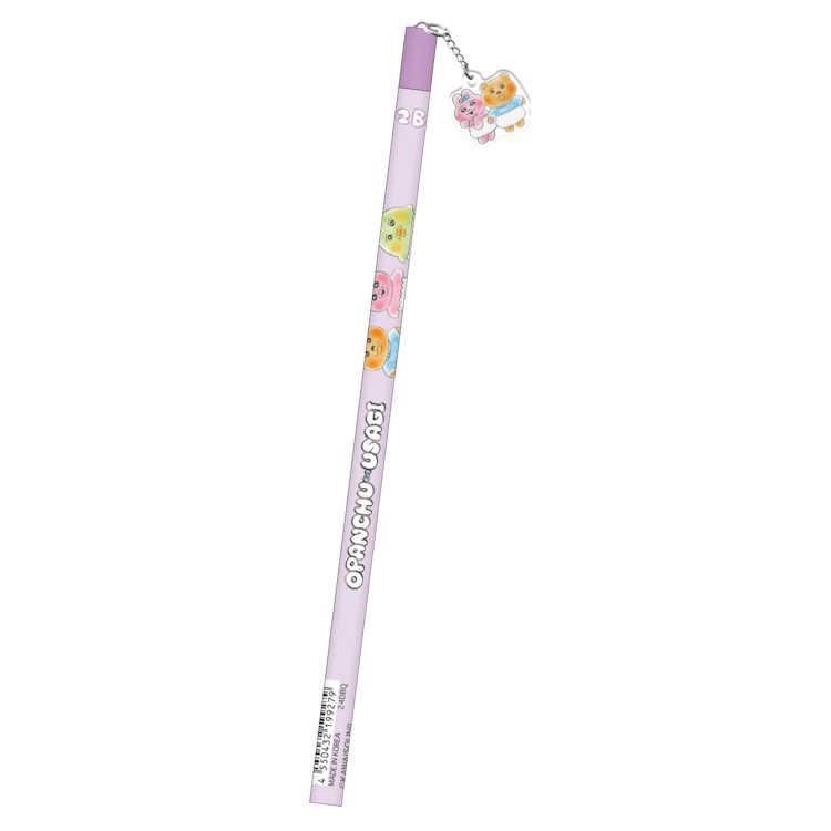おぱんちゅうさぎ アクリルチャーム付き鉛筆2B パープル えんぴつ