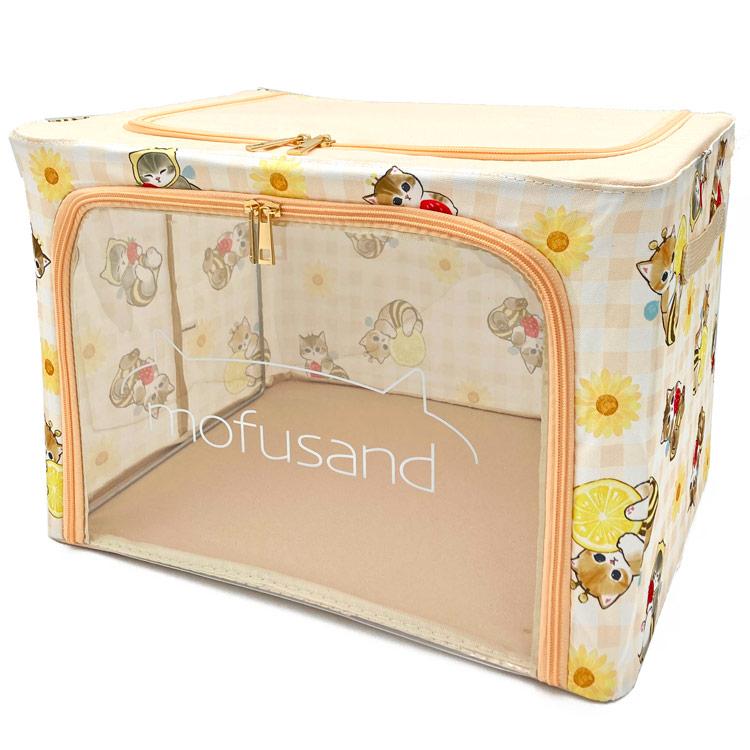 mofusand 折り畳み収納BOX 大 はちにゃん 152249 イエロー クリア窓付