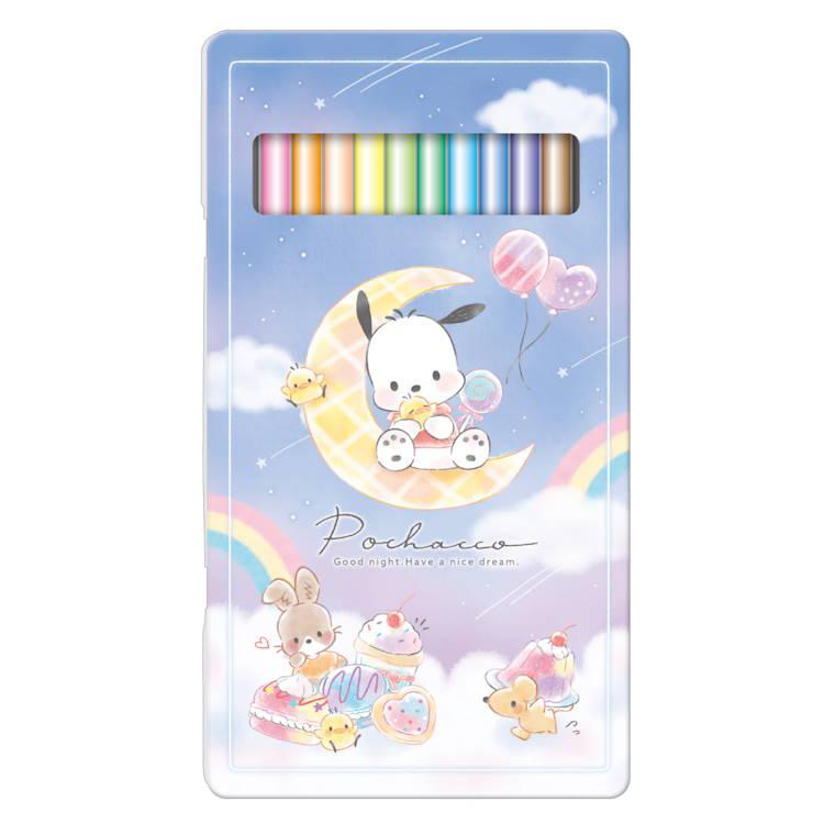 ポチャッコ 缶ケース入り12色色鉛筆 お菓子パーティ ケース付き いろ