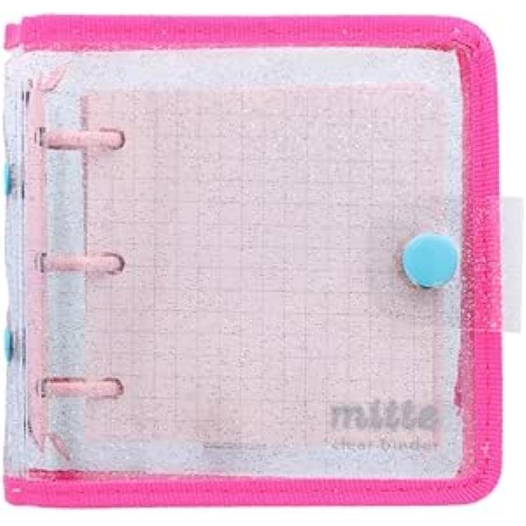 mitte ラメミニバインダー ビビットピンク×ターコイズブルー 方眼 メモ