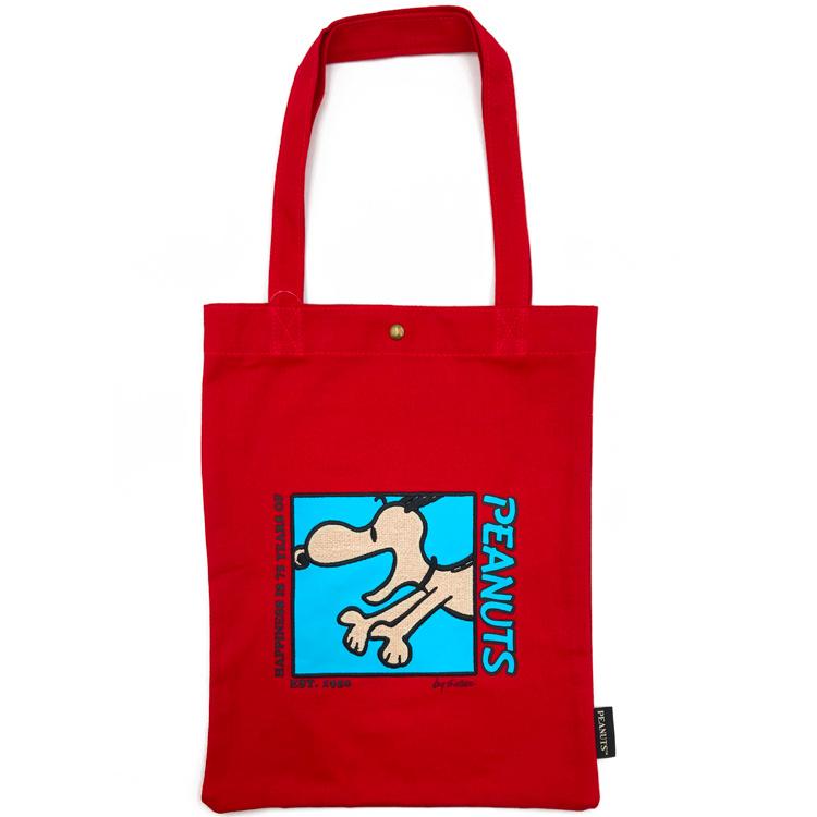 70s 80s スヌーピー　トートバッグ　※値下不可 スヌーピー トートバッグ 75周年 RD 125686 SNOOPY ピーナッツ レッド