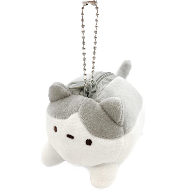 ずんどうネコ ぬいぐるみキーホルダー ハチワレ ボールチェーン